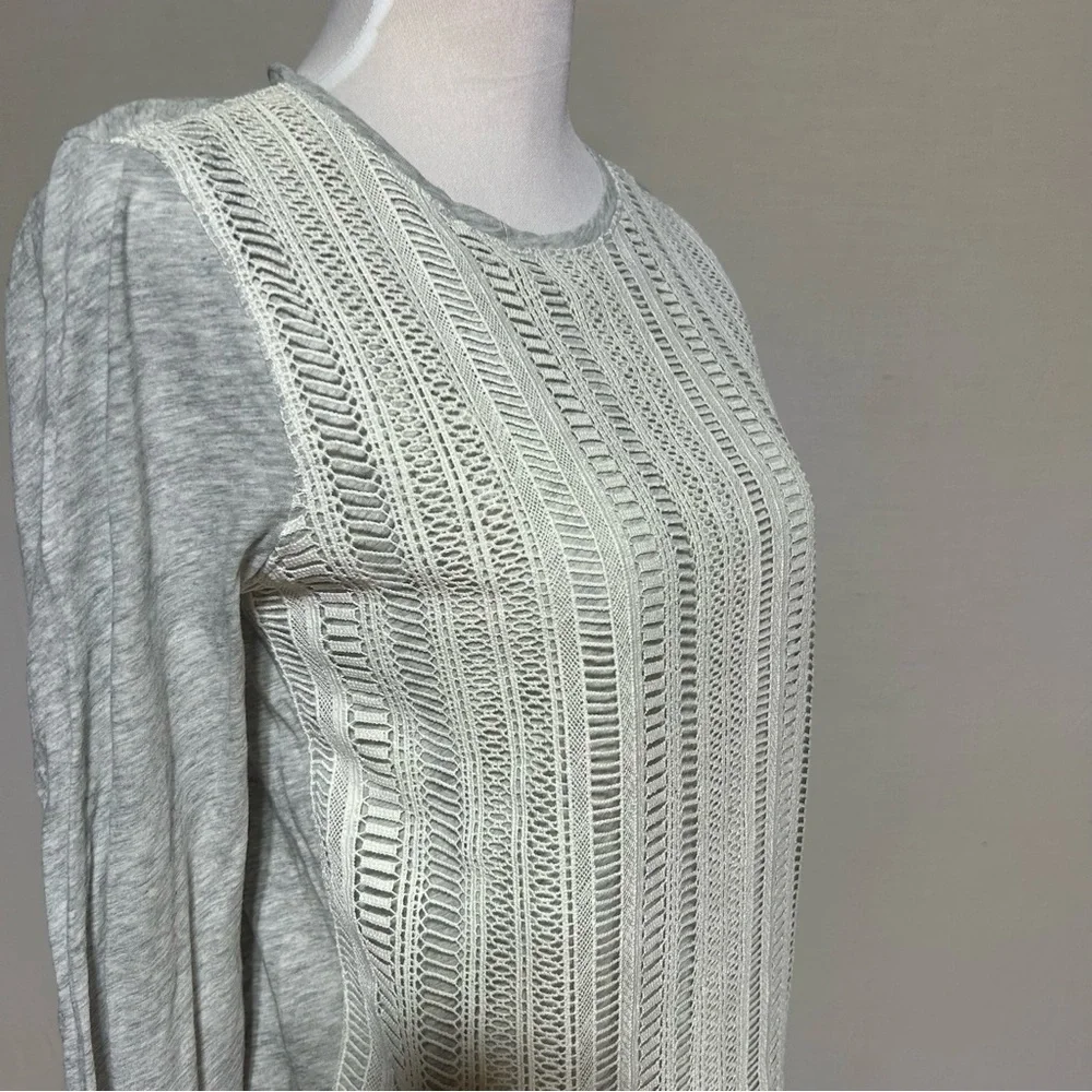 J. Crew gray cotton long sleeve top with lace details small